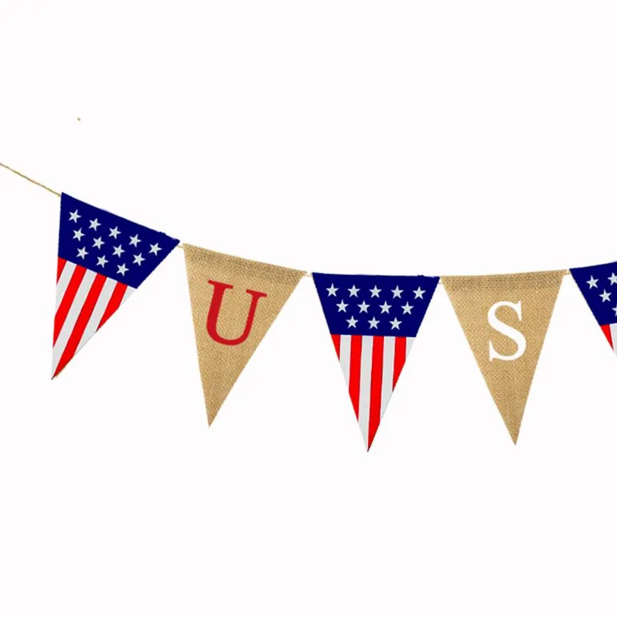 USA Swallowtail Banners Independence Day String Flags Letters Bunting Banner 4th of July Party Decoration ZYY944