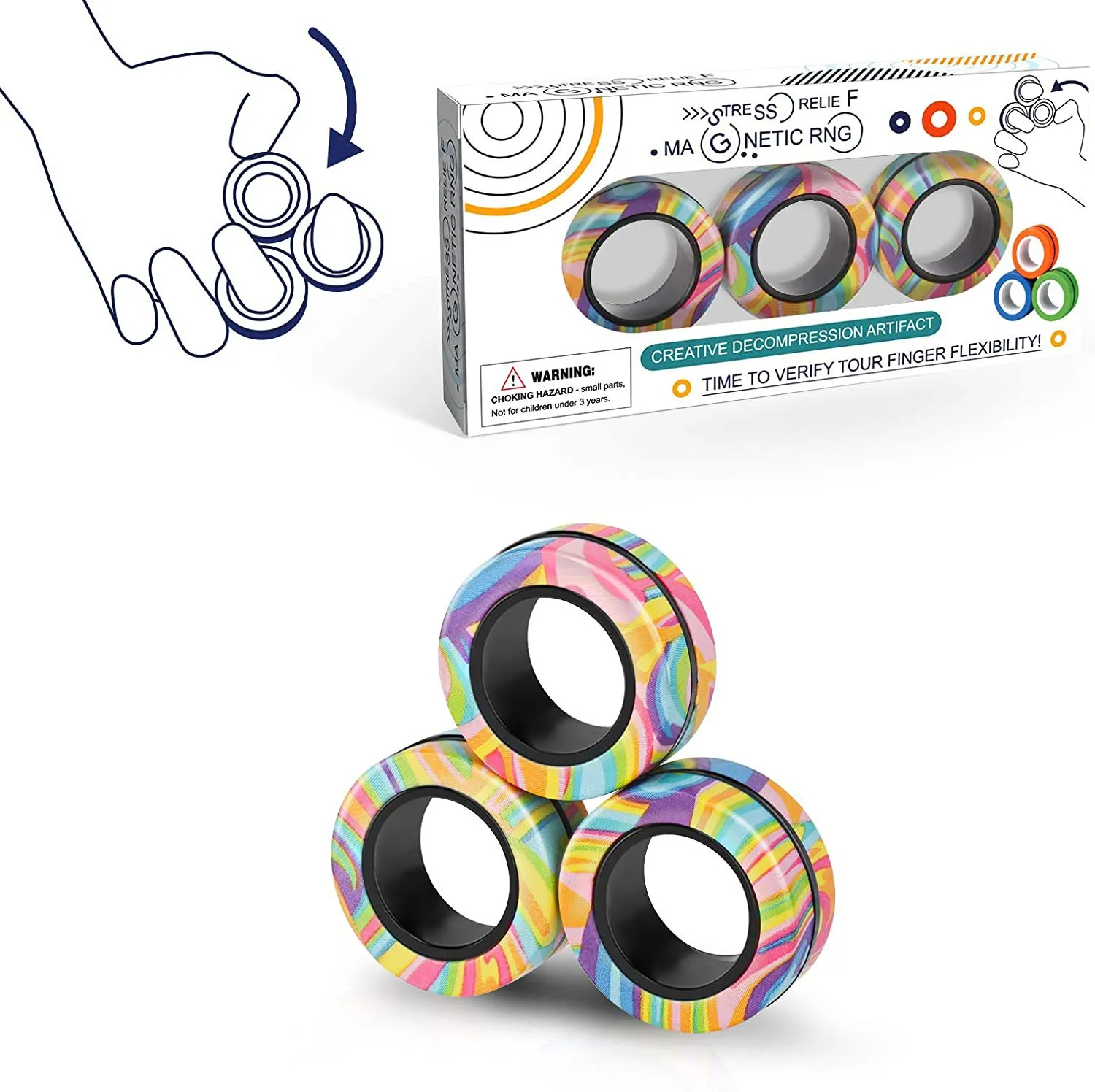 Brinquedos Magnéticos Anéis Anuncios Fidget Toy Magic Ringtool Bracelete Dedo Spinner Ringtool Kids Adult Denompression SD698