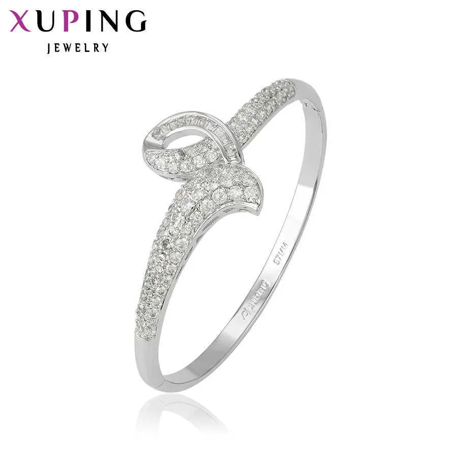 Xuping Jewelry Charm Temperament Design Rhodium Color Plated Women Bangle Gift 51274 Q0717