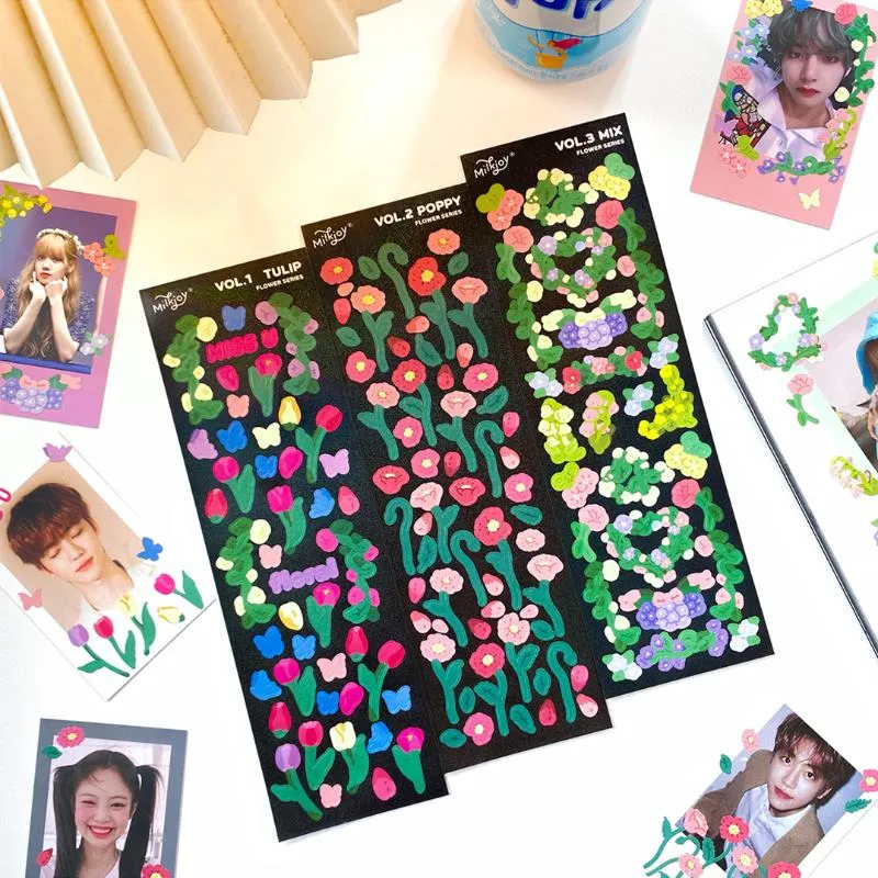 Hediye Paketi Kore Zafer Çiçek Chasing Yıldız Sticker DIY Karalama Defteri Alt Kolaj Telefon Günlüğü Mutlu Plan Dekorasyon