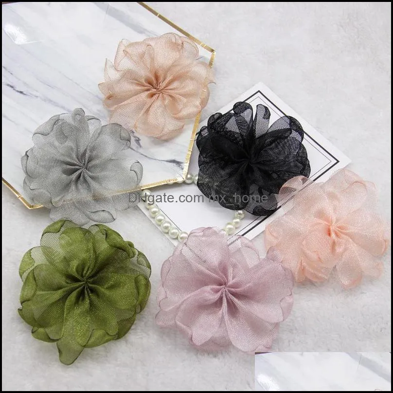 Decorative Flowers & Wreaths 5pcs Net Yarn Diy Burnt Edge Fabric Flower Hairpin Jewelry Accessories Cap