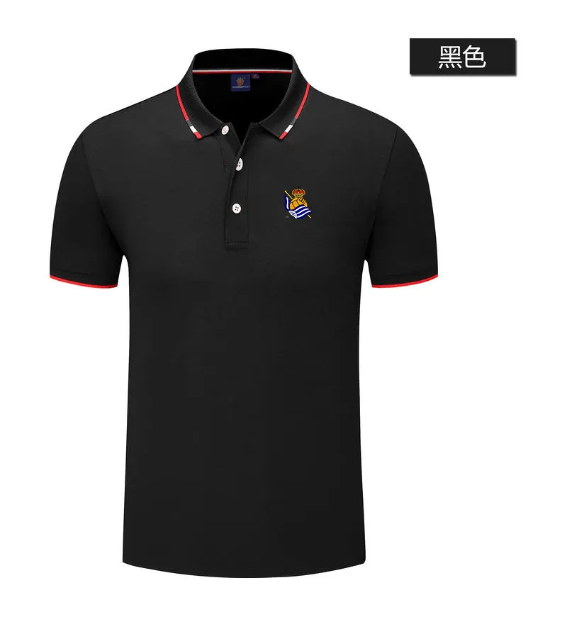 Real Sociedad – POLO à manches courtes pour hommes et femmes, brocart de soie, T-shirt de sport à revers, LOGO personnalisable