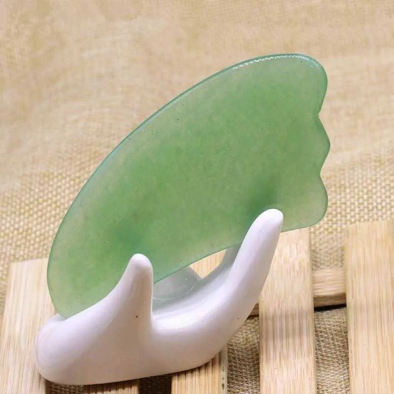 Natural Jade Stone Guasha Board Rose Quartz Green Agate Dongling Jade Guasha Scraper Face Massager Gua Sha Tools RRA3752