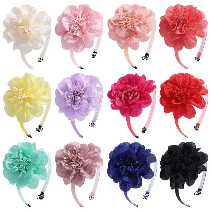 12 Colors Solid Flower Headbands Hairbands For Girls Handmade Hair Hoop Headwear Kids Hair Accessories