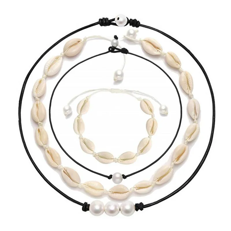 Chokers Bright Moon Shell Necklace Boho Tropical Hawaiian Beach Puka Chips Surfer Choker Jewelry Mens Womens