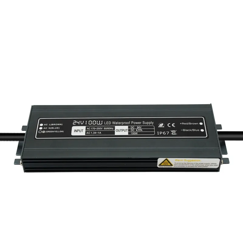 Adaptador de fonte de alimentação de transformador de driver de led AC110-260V para DC12V 24V 100W à prova d'água Eletrônico ao ar livre IP67 lâmpada de tira led221Q