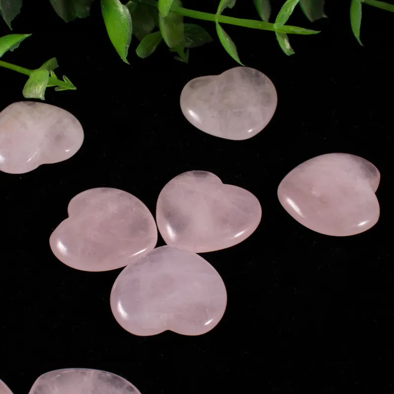 Natural Rose Quartz Heart Shaped Pink Crystal Carved Palm Love Healing Gemstone Lover Gife Stone Crystal Heart Gems