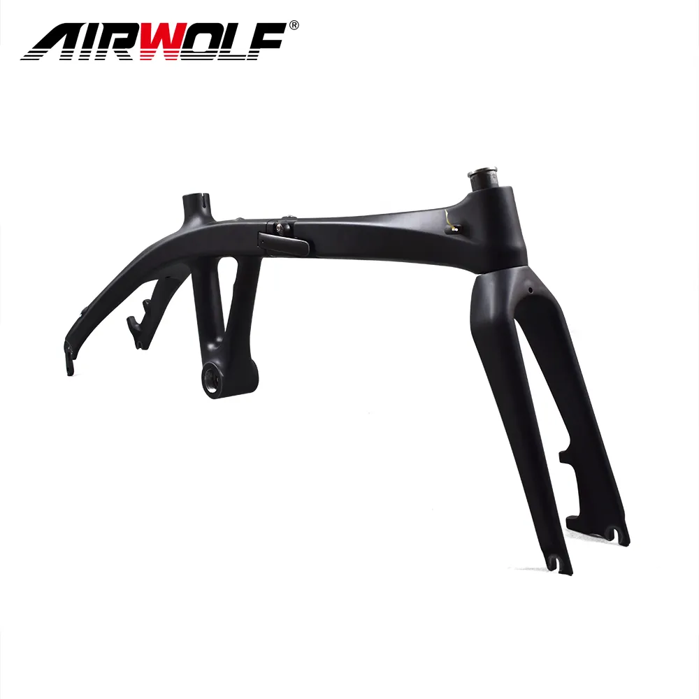 Airwolf 20 pollici In Fibra di Carbonio Bici Pieghevoli Telaio Della Bicicletta Frameset BSA Freno A Disco Telai Bici Forcella 2 anni di garanzia