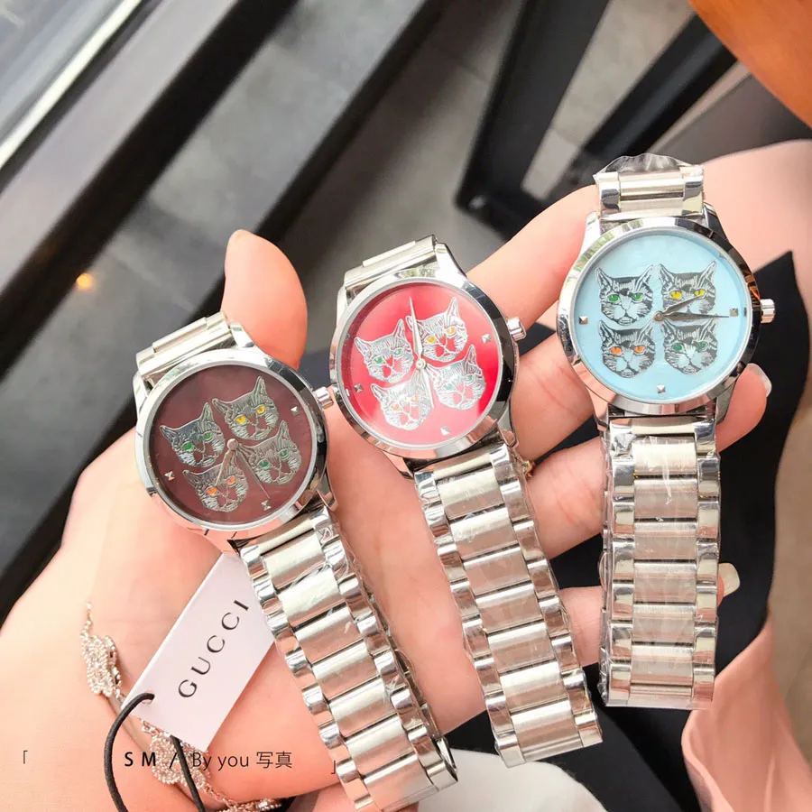DHgate Glitz Glam Stainless Steel Cat Eye Quartz Wrist Watch for Women G912244 Watches