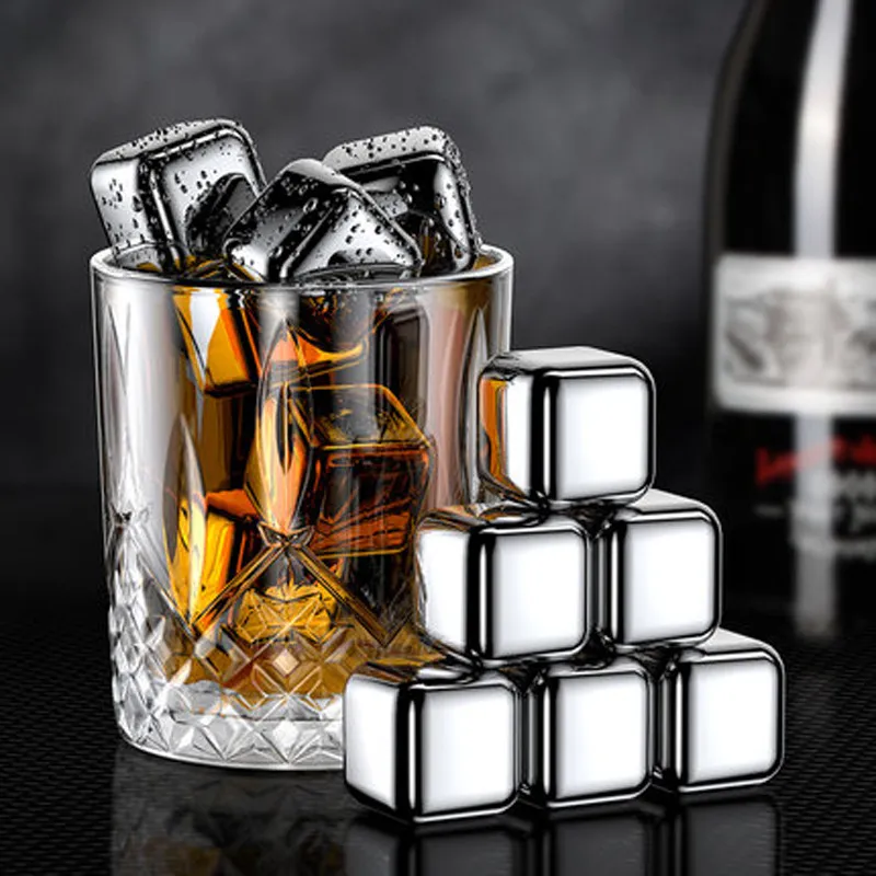 250st 304 Rostfritt stål Ice Cube Whisky Chilling Stones Återanvändande kylare stendryck kylare vinbjörn vattenboll dh5689