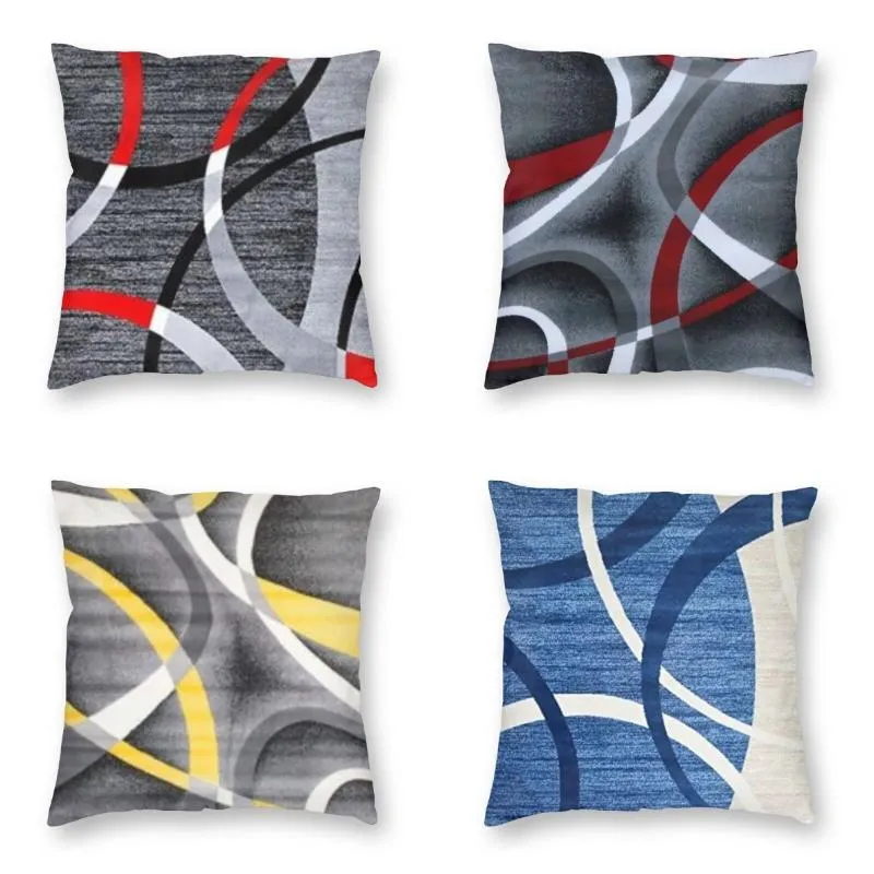 Cushion/Decorative Pillow Modern Abstract Gray Red Swirls Cushion Cover Two Side Print Geometric Pattern Floor Case For Car Pillowcase Decor