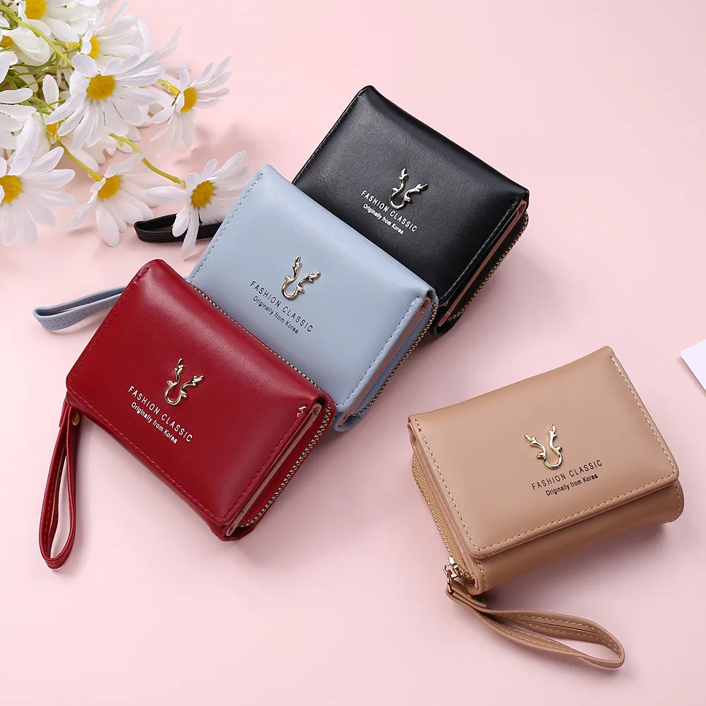 DHgate PU Leather Small Women Wallet Ladies Short Style Coin Purse Card Holder with Hasp Bags Luggage Accessories