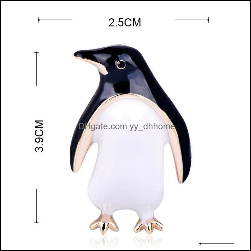 Pins, Brooches Blucome Est Lovely Penguin Shape Black Enamel Gold Jewelry For Children Sweater Scarf Suit Lapel Pins