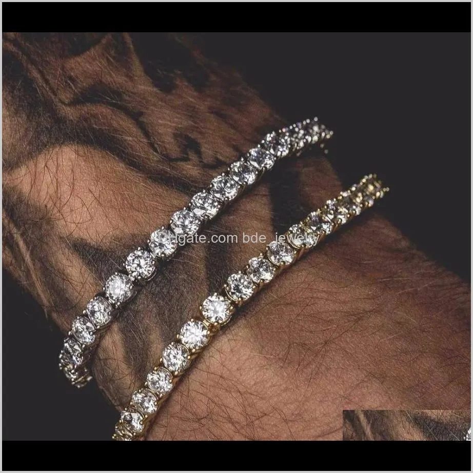 6mm 5mm 4mm 3mm iced out tennis bracelet zirconia triple lock hiphop jewelry 1 row cubic luxury men bracelets