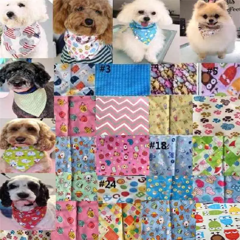 60pcs/lot design Adjustable Dog Puppy Pet bandanas handkerchief scarf 100%Cotton tie size S M Y510 210908