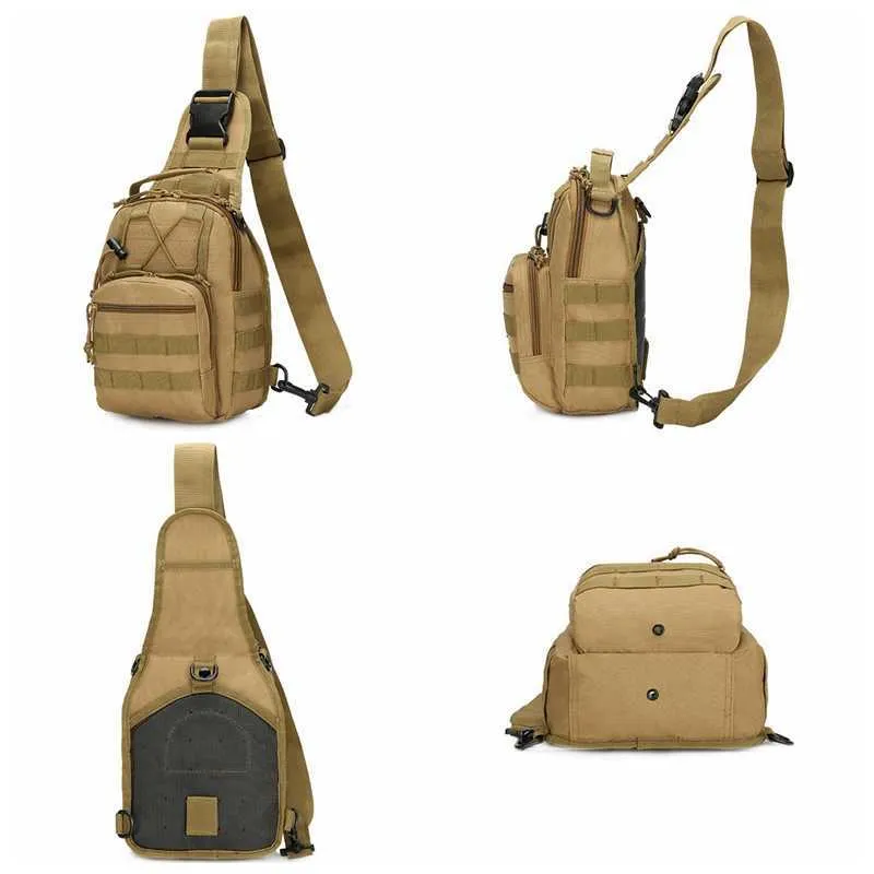 Tactical Militar Ombro Saco Exército Molle Pack Nylon Camuflagem Utilidade Viagens Caminhadas Caça Caça Crossbody Sling Backpack Y0721