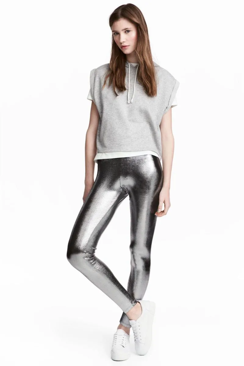 Kvinnors Leggings Kvinnor Silver Glänsande Metalliska Tights 64601691