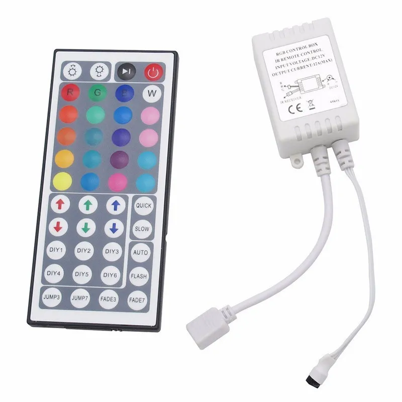 44 Tuşlar DC12V Çift Konnektörler Çıkış IR Uzaktan RGB Denetleyici Lambası Dimmer için 10 M 5 M 3528 2835 5050 LED Şerit Işık