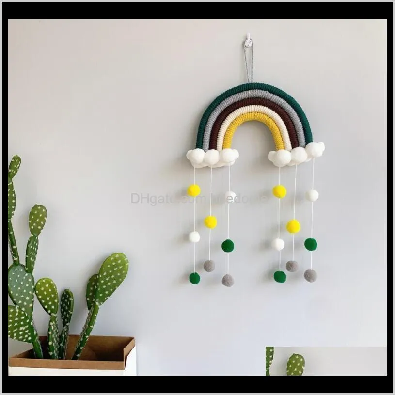 woven cloud rainbow hanging decoration ins nordic style home wall decor children room pendant hhc7120