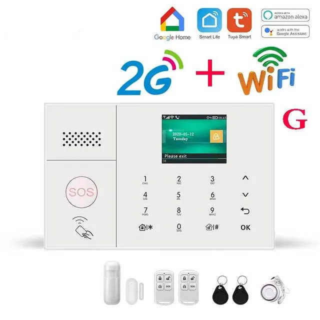 Système d'alarme Wifi GSM pour la maison sans fil mot de passe clavier sécurité cambrioleur Kit 2G 4G Smart Life Tuya app contrôle fonctionne avec Alexa