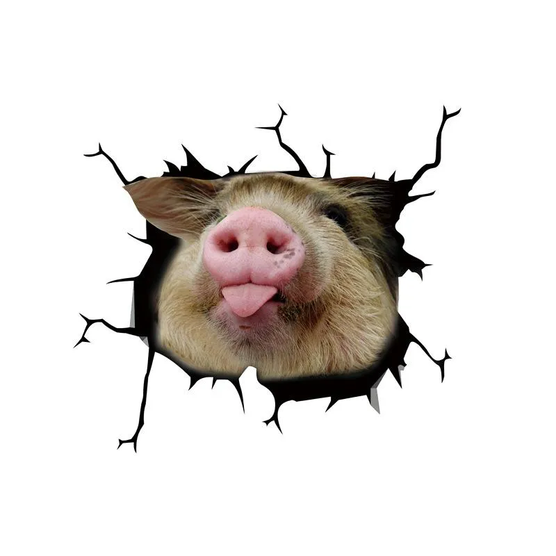 Autoaufkleber, 3D Lustiges Tier Kuh Hund Schwein Pferd