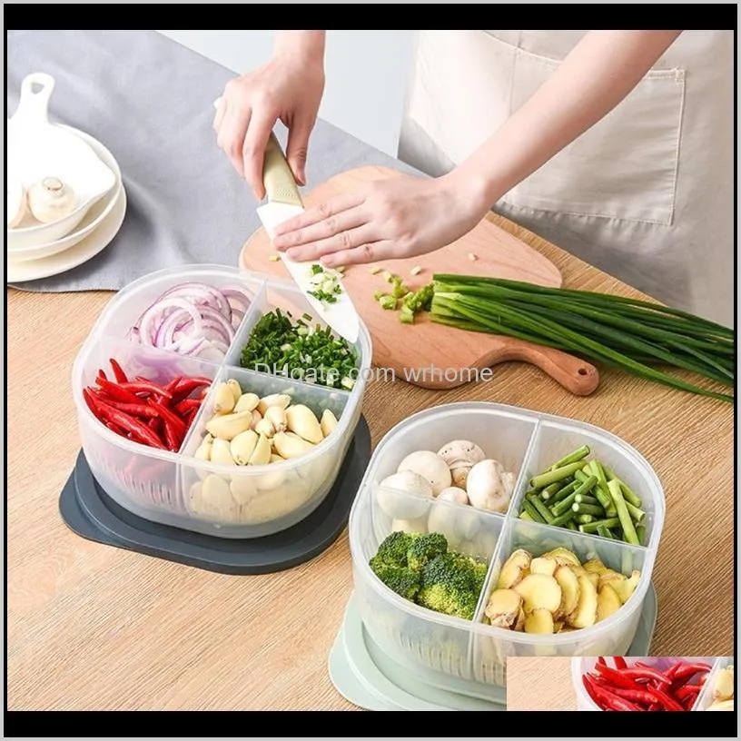 Kitchen Portable Sealed -keeping Box Refrigerator Fruit And Vegetable Storage Compartment Drain With PE Sealing Cover Bottles &