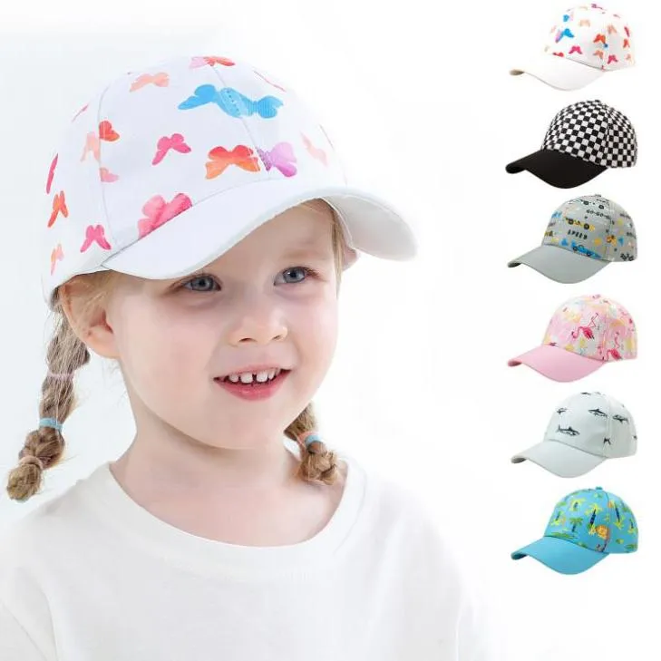 Baby Hat Printed Baseball Caps Adjustable Breathable Sun Hats Leisure Visor Cap Animal Plaid Fashion Accessories 6 Designs Optional BT6632