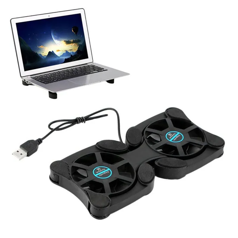 Uniwersalny Laptop Składany Wentylator USB Podkłady chłodzące Mini PC Sadzonki Twin Fans Chłodnica Podkładka Składanie dla komputera MacBook Notebook Chłodzić Paomputer