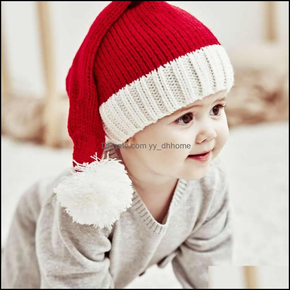 Cute Pompom Kids Girl Boy Beanie Cap Christmas Old Child Hat Effects Color Hot Hook Mom Baby Motorcap for Children