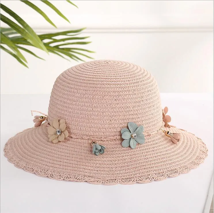 Chapeau de soleil décontracté pour femmes coréennes, nouveau style, pare-soleil de plage pour adultes, chapeau de paille avec capuchons à nœud, chapeaux à large bord