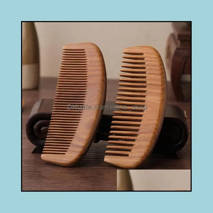 anti-static detangling natural green sandalwood comb care massage hair wooden brush