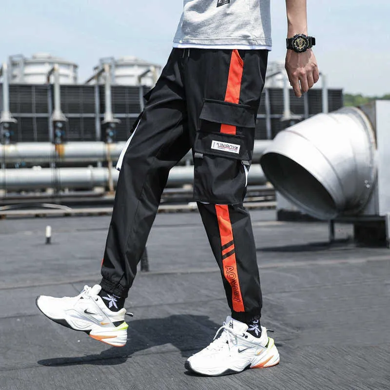 New Man Jogging Sweatpants Multiple Pockets Fashion Hip Hop Harem Pants Men Trousers Black Jogging Pants Male Streetwear Pants X0723