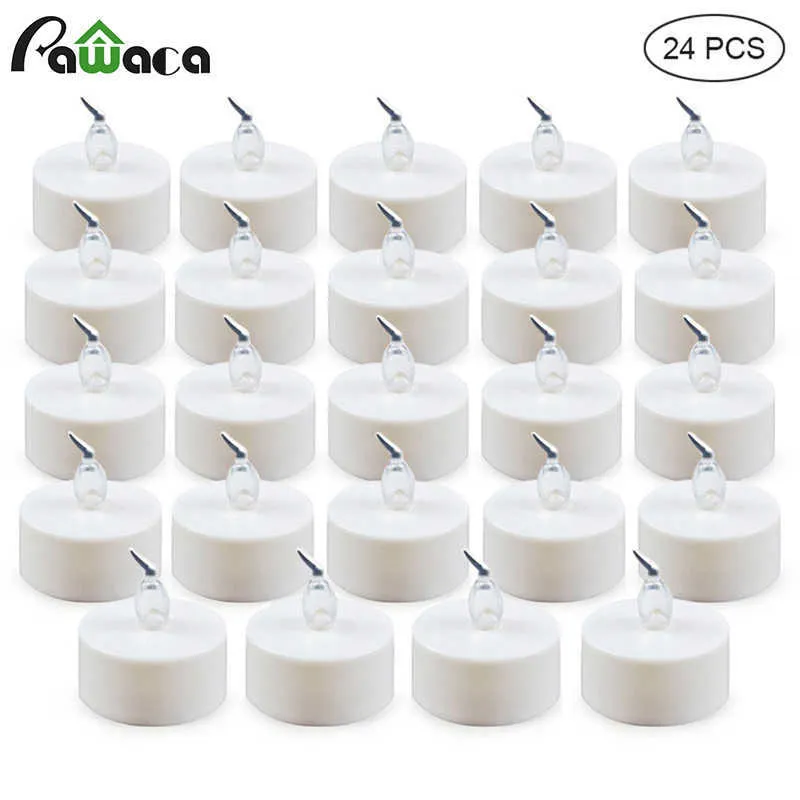 24 pçs / lote LED Candle Chá luz bateria lâmpada lâmpada de cor simulação chama chá luz casamento decoração festa decoração falsifica velas 210702