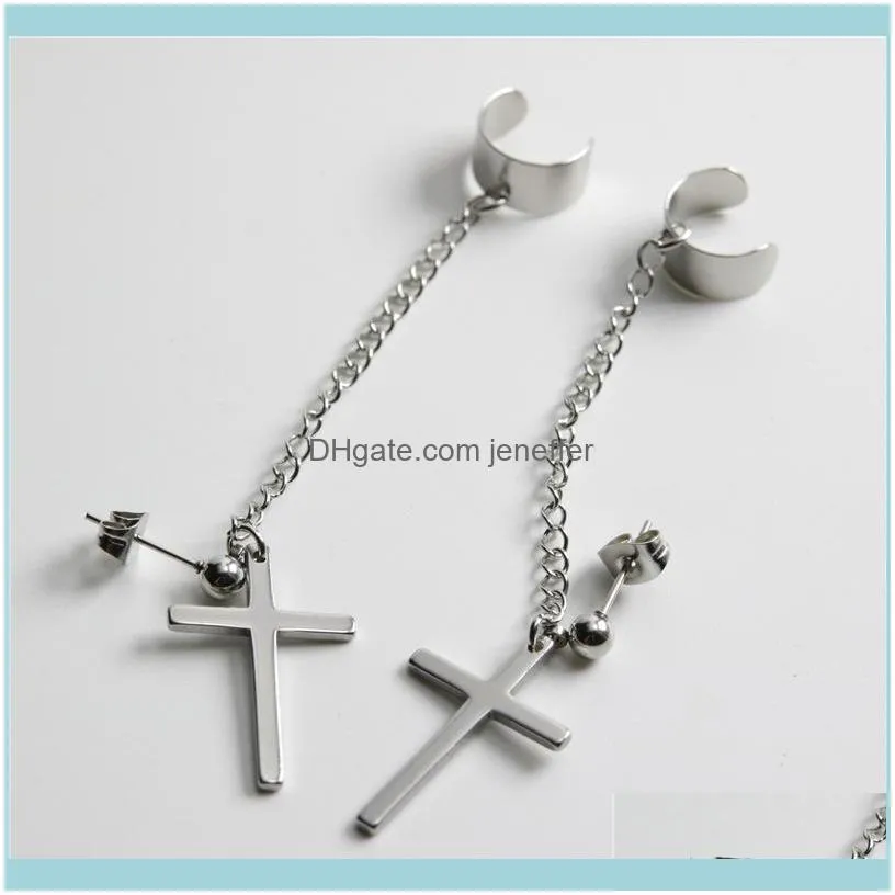FactoryRDOF clip Ps352 ear stainless C steel cross earnail Chain men`s and women`s Earrings