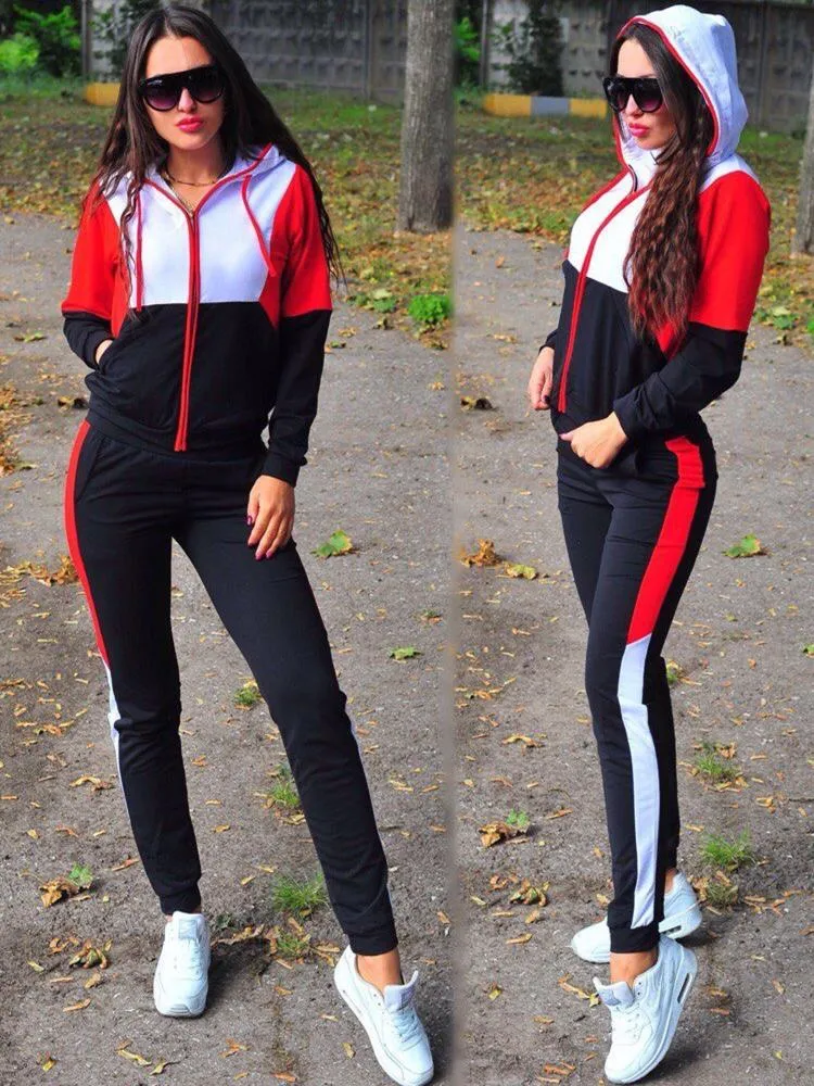 Kvinnor Två Piece Outfits Casual Tracksuits Sweatsuits Sporty 2 Set Hoodies and Sweatpants Fall Winter Clothes