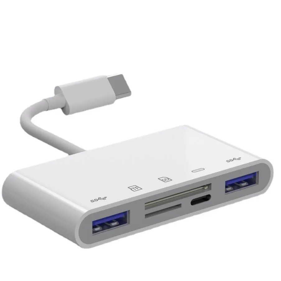 USB Hubs Type C Card Reader USB-C to SD TF USB3.0 Ports Connection 5 in 1 Smart Memory Cards Readers Adapter for Macbook Pro Type-C Port