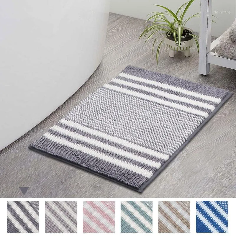Badmatten 43x61cm gestreepte chenille tapijt vloermat badkamer absorberende deur voetmat