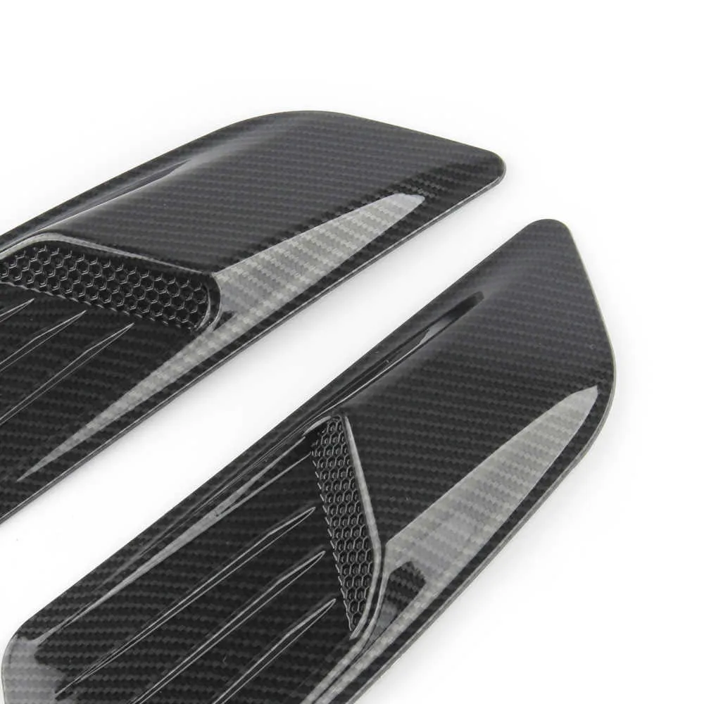 Black 8.5" X 5" Side Fender Air Vent Scoop Grille For Ford - ABS Plastic, 3M Tape, Universal Fit (Pair)