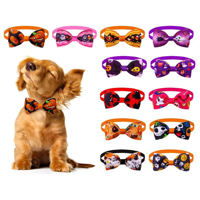 Dog Apparel Halloween Dogs Bow Ties Collar Adjustable Bowties Neckties Pet Grooming Accessories for Small Puppy Cats XBJK2109