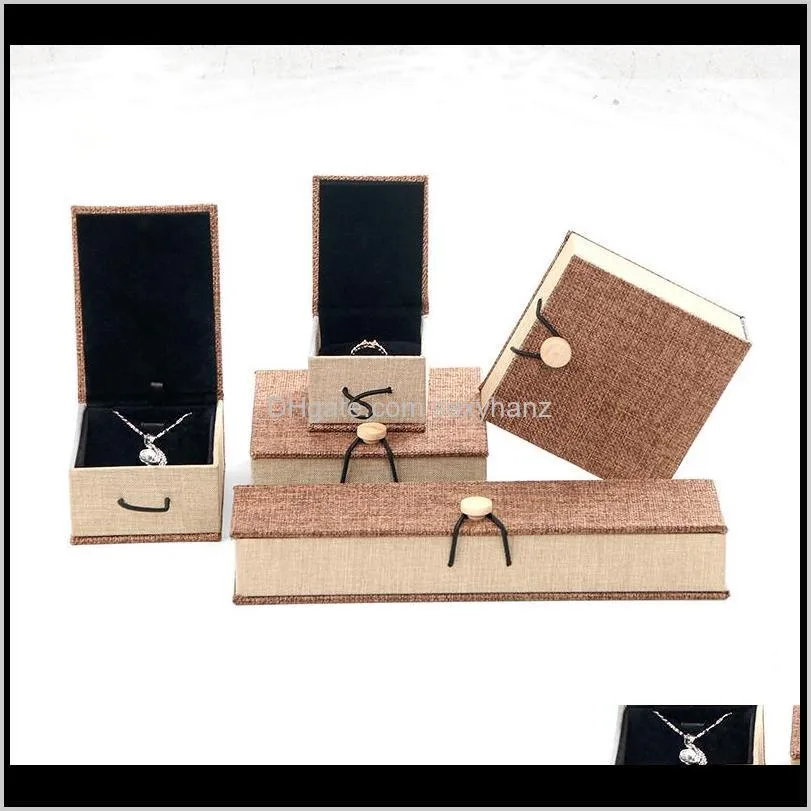burlap wooden buckle jewelry box bracelet bracelets ring storage box pendant necklace jade packing display box