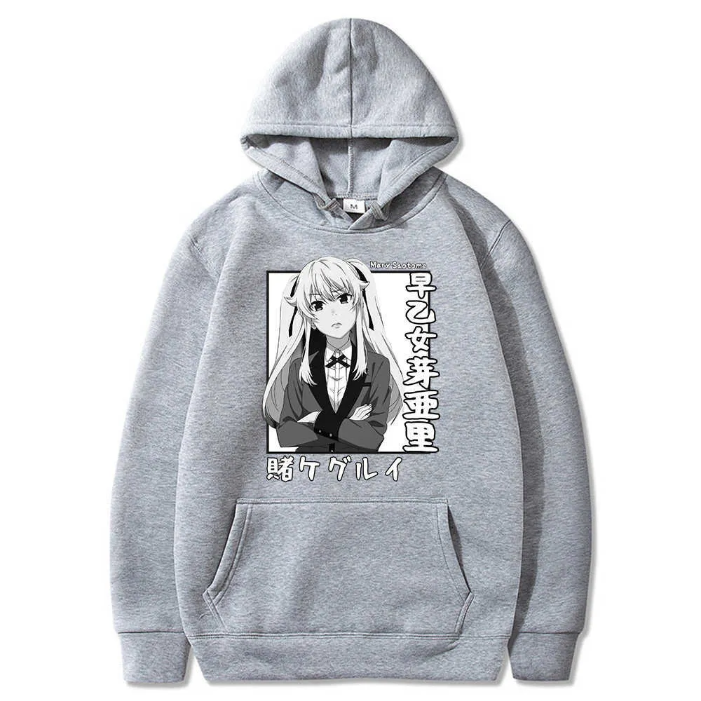 Kakegurui Hoodie Heren Sweatshirt Anime Mary Saotome Gedrukt Lange Mouwen StreetSwear Tops Y0803