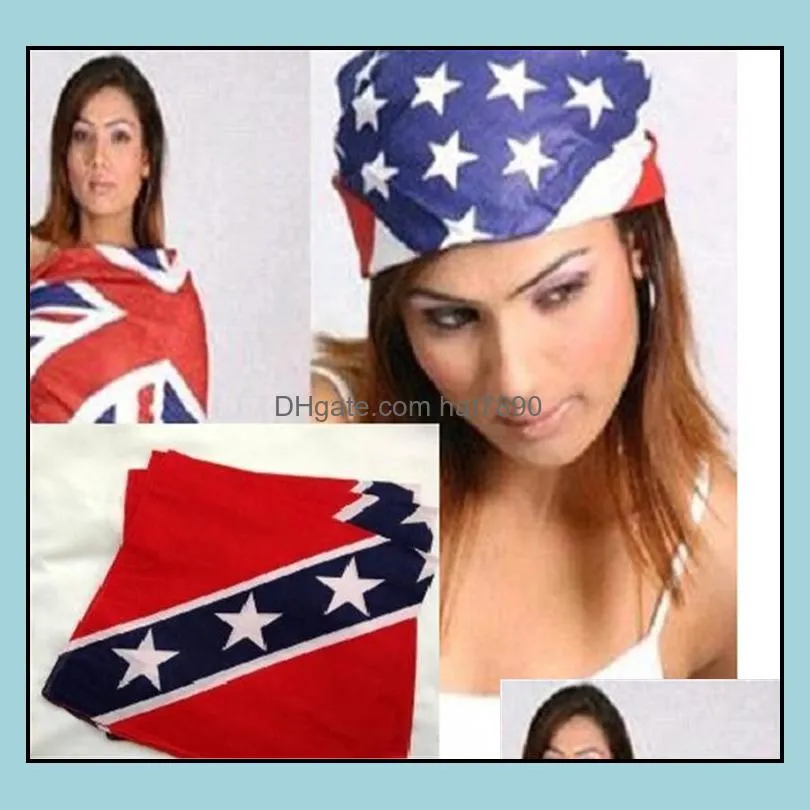 New 60pcs 55*55cm 100% cotton confederate hiphop bandanas civil war battle bandana headwrap outdoor flag kerchief Headbands 0383