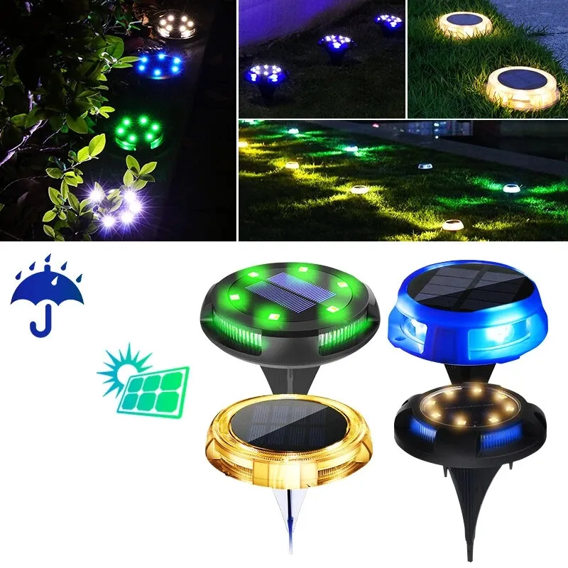 12 LED太陽グラウンドライトフロアデッキナイトランプIP65防水屋外ガーデン芝生パス - ホワイト