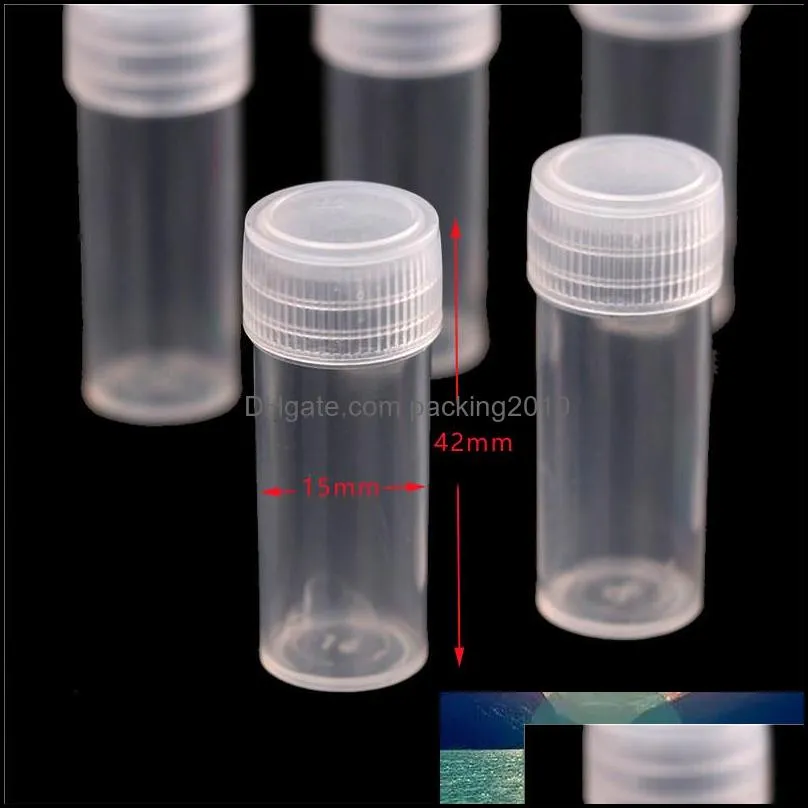 10Pcs/lot 5ml Plastic Sample Bottles Mini Clear Storage Vials Case Pill Capsule Storage Containers Jars Test Tube Pot for Lid