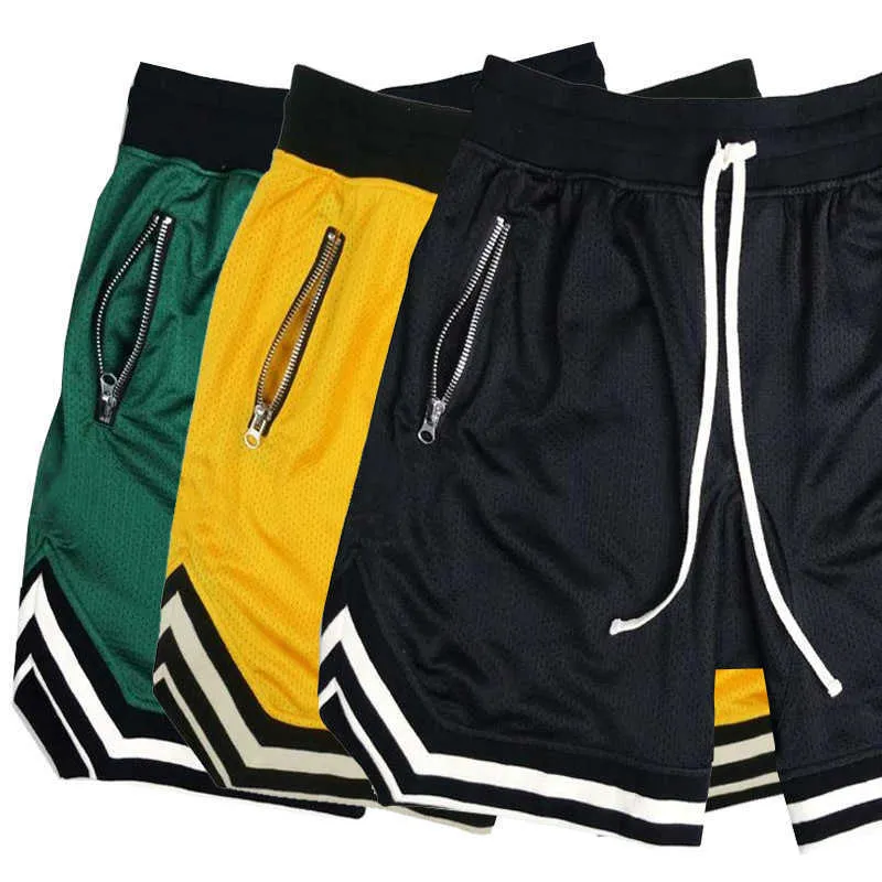 Pantalones cortos casuales para hombre, diseño de bolsillo con cremallera de verano, pantalones deportivos para correr, transpirables, pantalones de baloncesto para hombre X0705