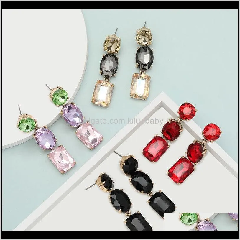 exaggerated personality alloy diamond acrylic earrings women`s geometric super flash earrings fashion earrings