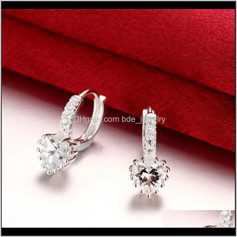 hot 925 sterling silver heart cz diamond stud earrings fashion jewelry wedding gift for woman top quality dff0736