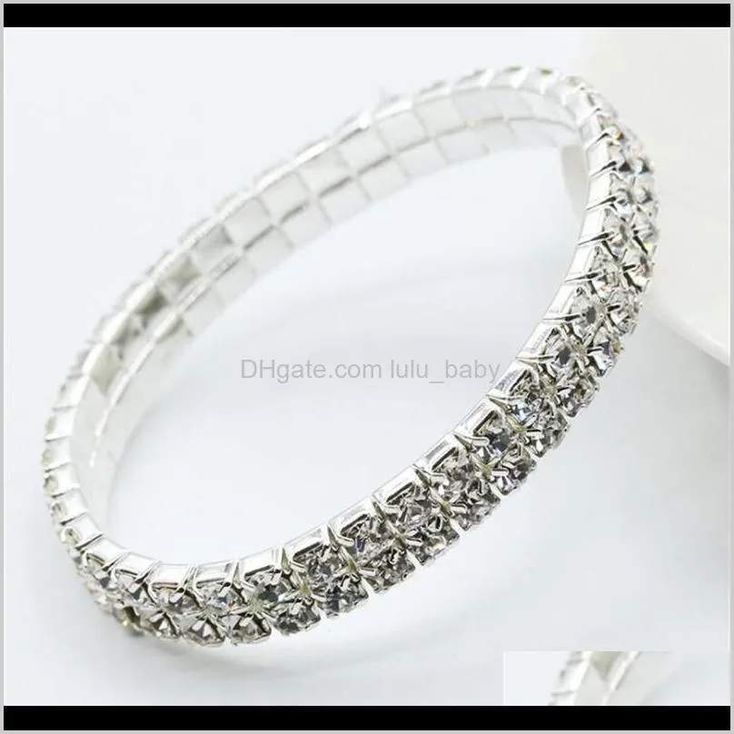 new wedding bracelet white full rhinestone elastic multilayer tennis bangle bracelets 1-5 rows clear crystal rhinestone for ladies