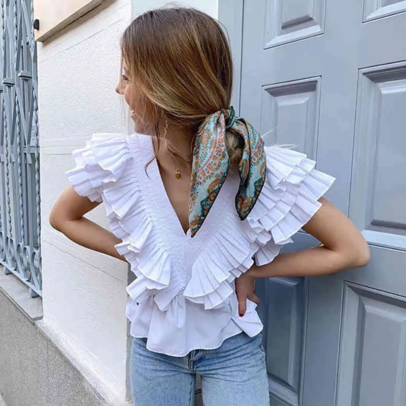 women's ruffle sleeve tops