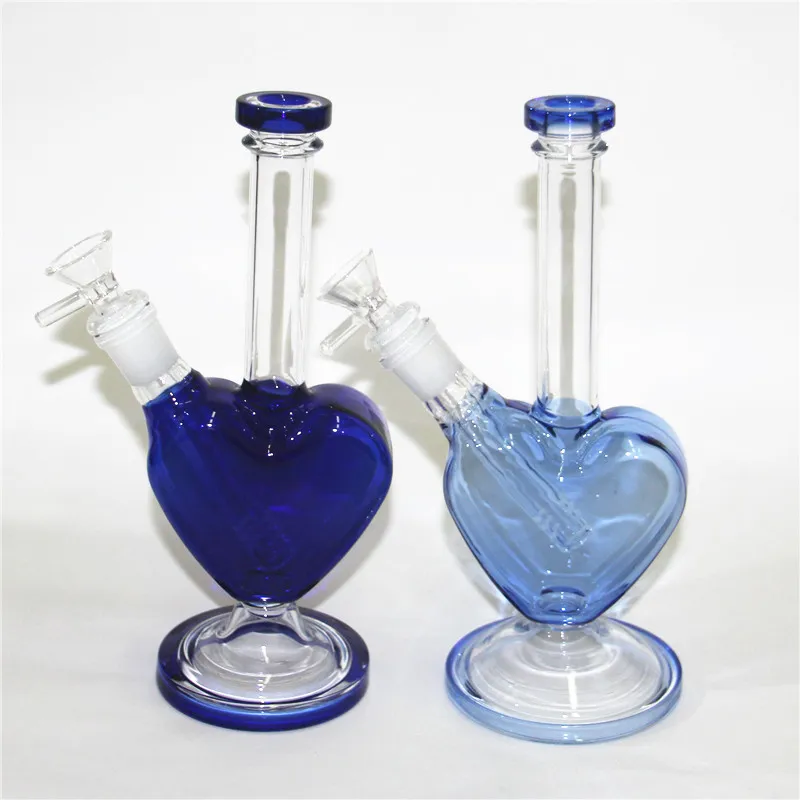 Colorful heart shape Glass Water Pipes Bong Hookahs Ice Catcher Downstem Bubbler Dab Rigs Smoking bongs pipe With 14mm Bowl quartz banger ash catcher